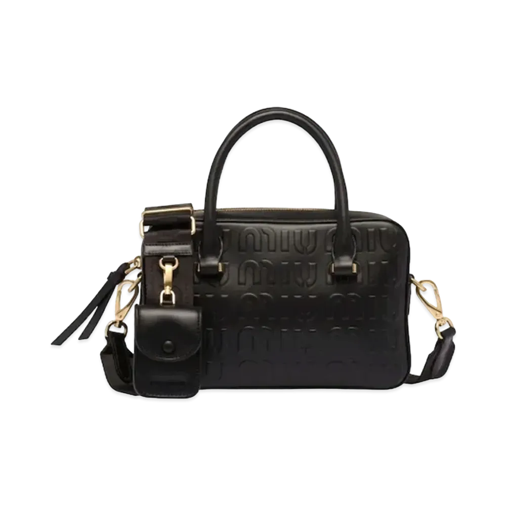 MIU MIU Embos Logo Leather Bag "Black"