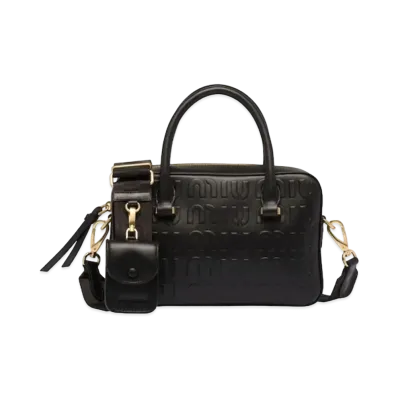 MIU MIU Embos Logo Leather Bag "Black"