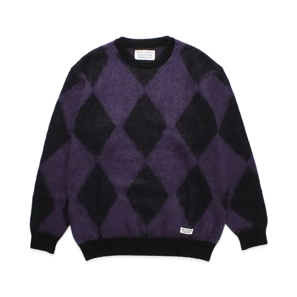 WACKO MARIA Diamond Mohair Knit Sweater "Purple"