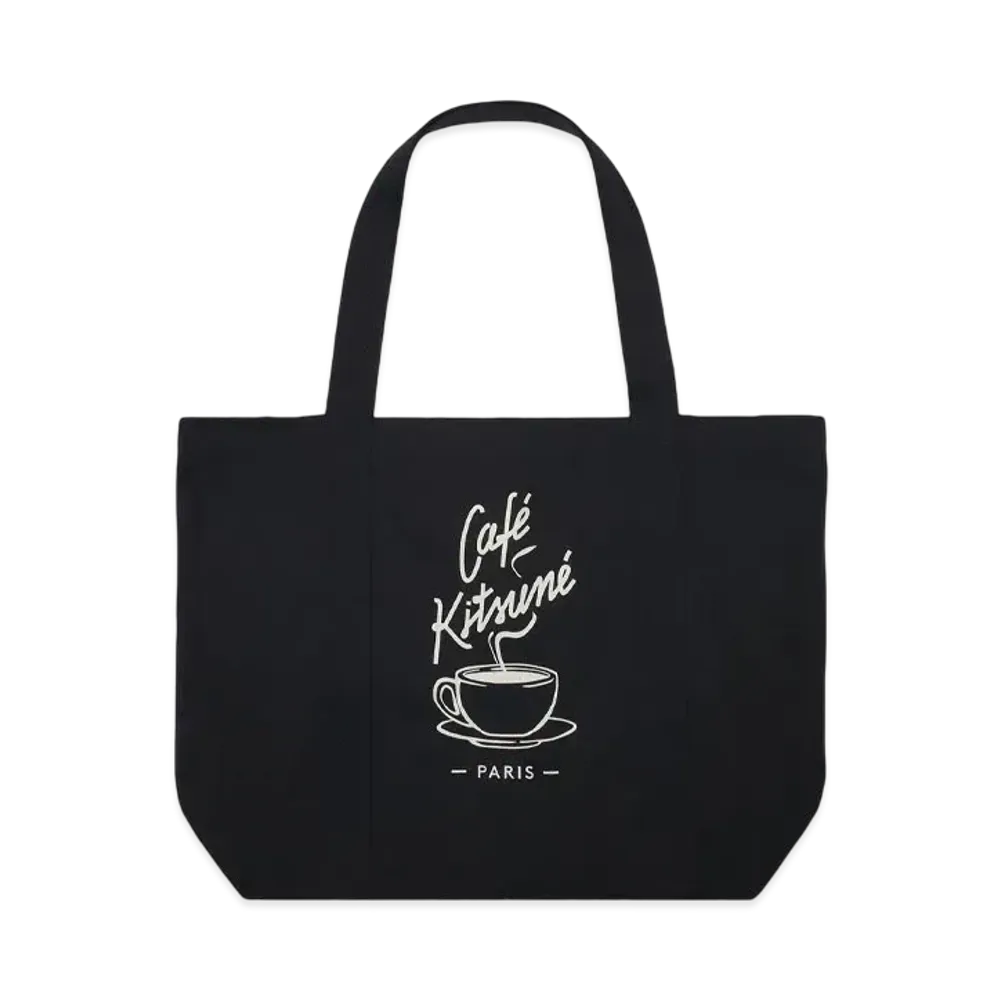 Maison Kitsune Cafe Fox Coffee Cup Tote Bag "Black"