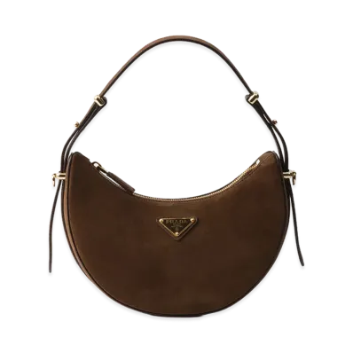PRADA Arque Mini Suede Shoulder Bag "Cocoa Brown"