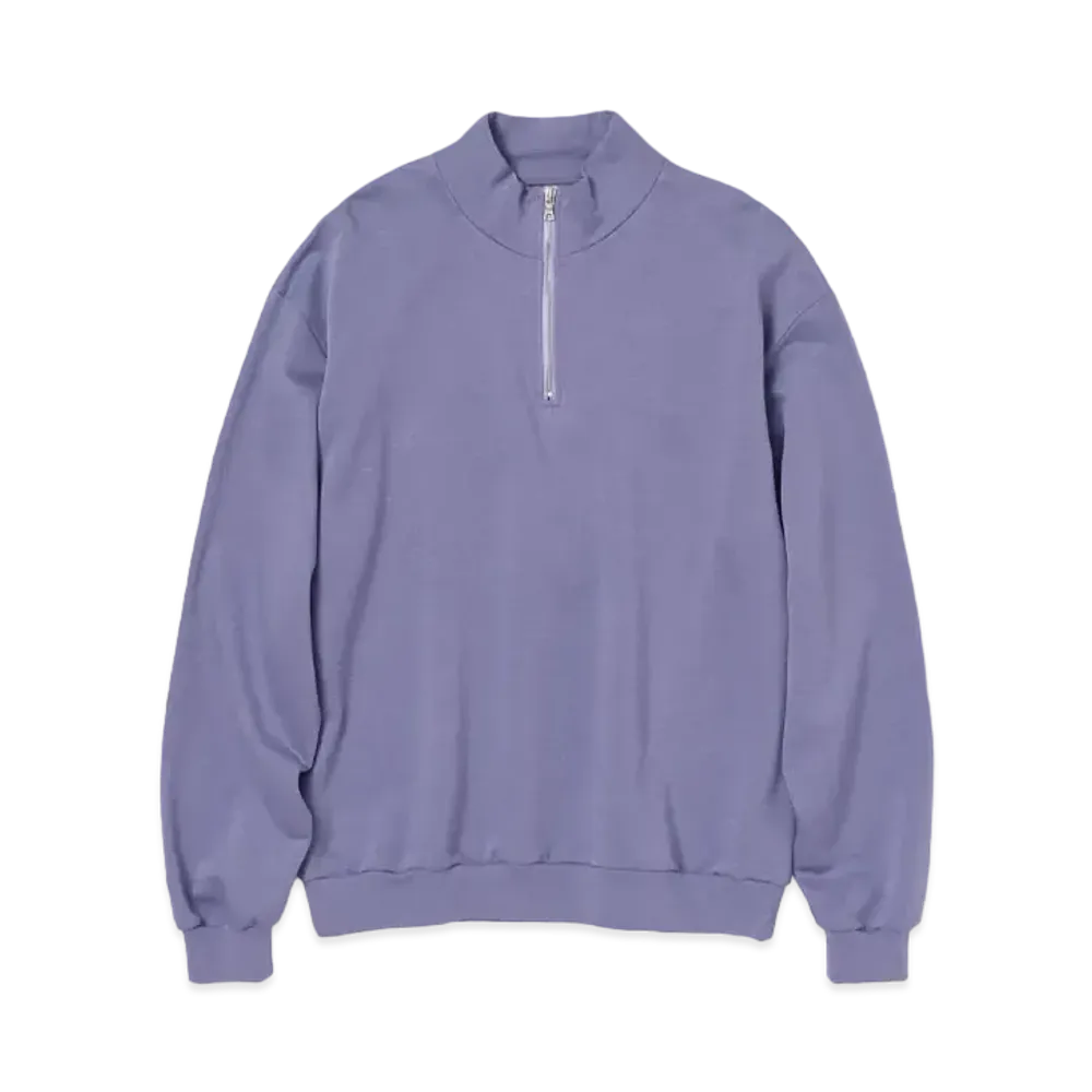 AURALEE Elastic High Gauge Sweat Half Zip P/O "Purple"