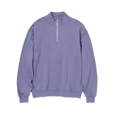 AURALEE Elastic High Gauge Sweat Half Zip P/O "Purple"