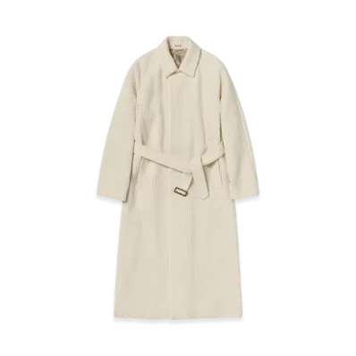 AURALEE Women's Wool Cashmere Corduroy Soutien Collar Coat "Ivory"