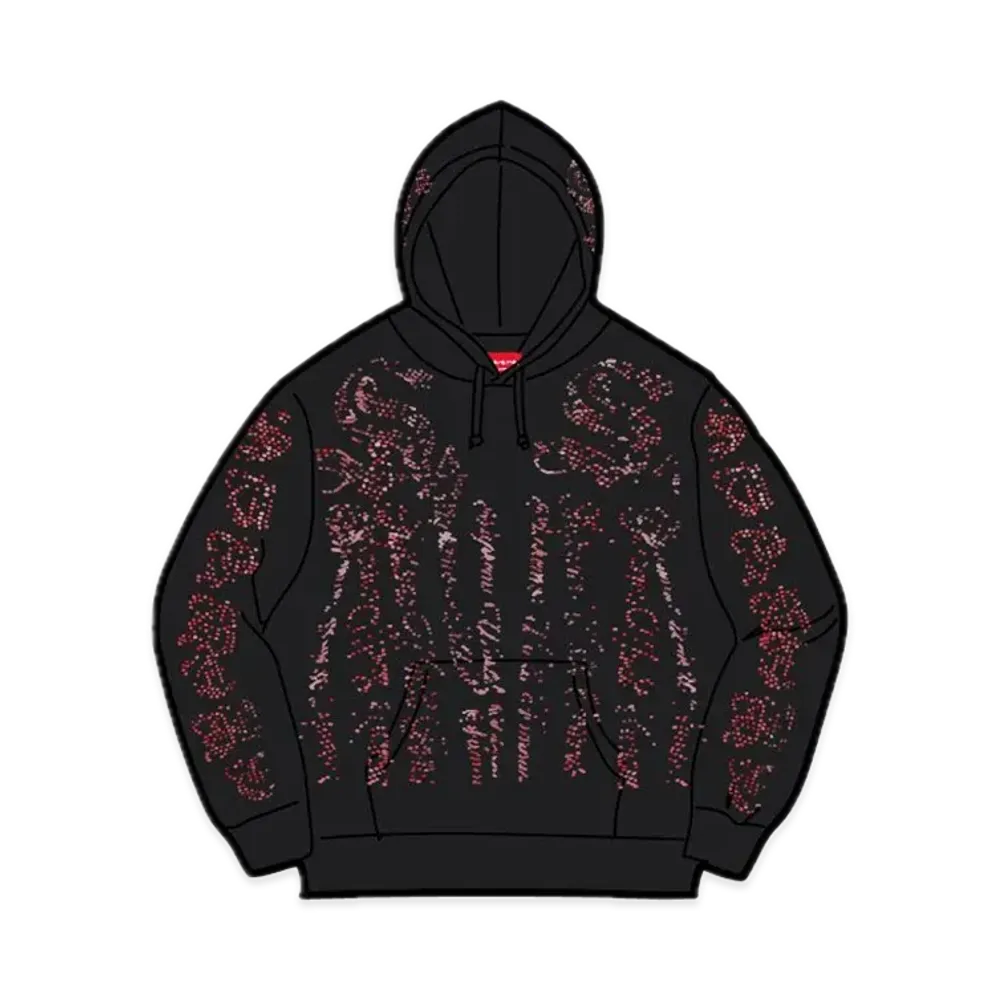 Supreme Rhinestone Zip Up Hooded Sweatshirt "Black"