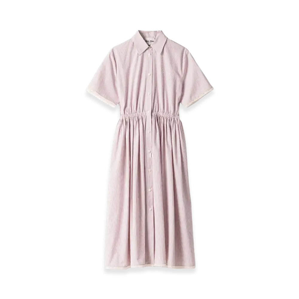 MIU MIU Women's Cotton Dress "Coral/White"