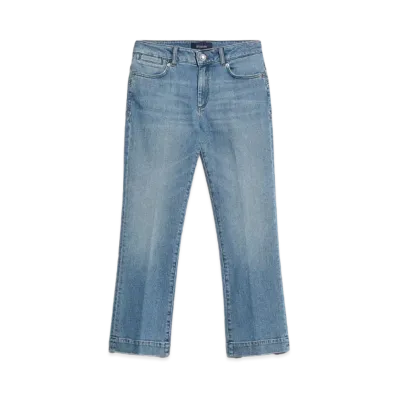 Max Mara Skelmo Cotton Cropped Denim Pants "Navy"