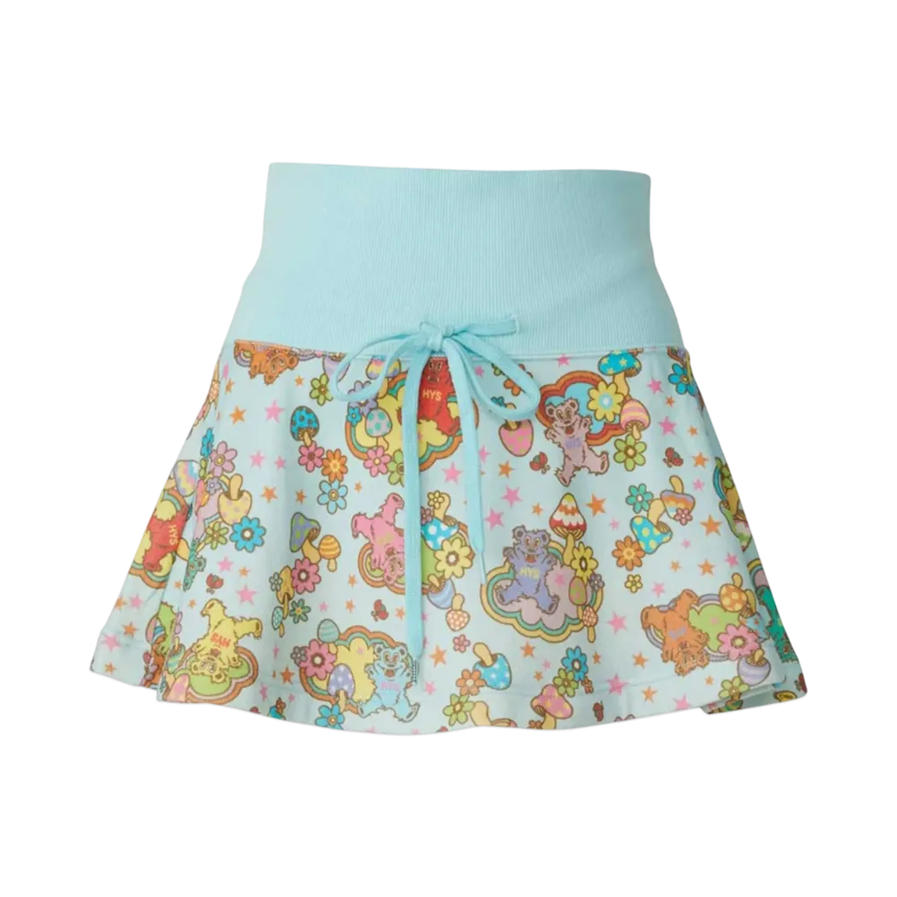 HYSTERIC GLAMOUR Fire Bear Dream Pattern Skirt "Blue"