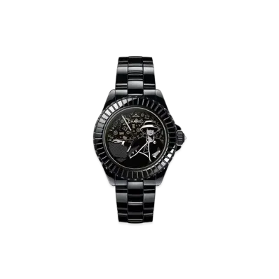 CHANEL Mademoiselle J12 Couture Watch, 38mm Black Highly Resistant Ceramic and Steel H9761