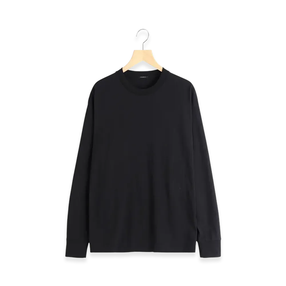 COMOLI Cotton Jersey Long Sleeve T-shirt "Black"