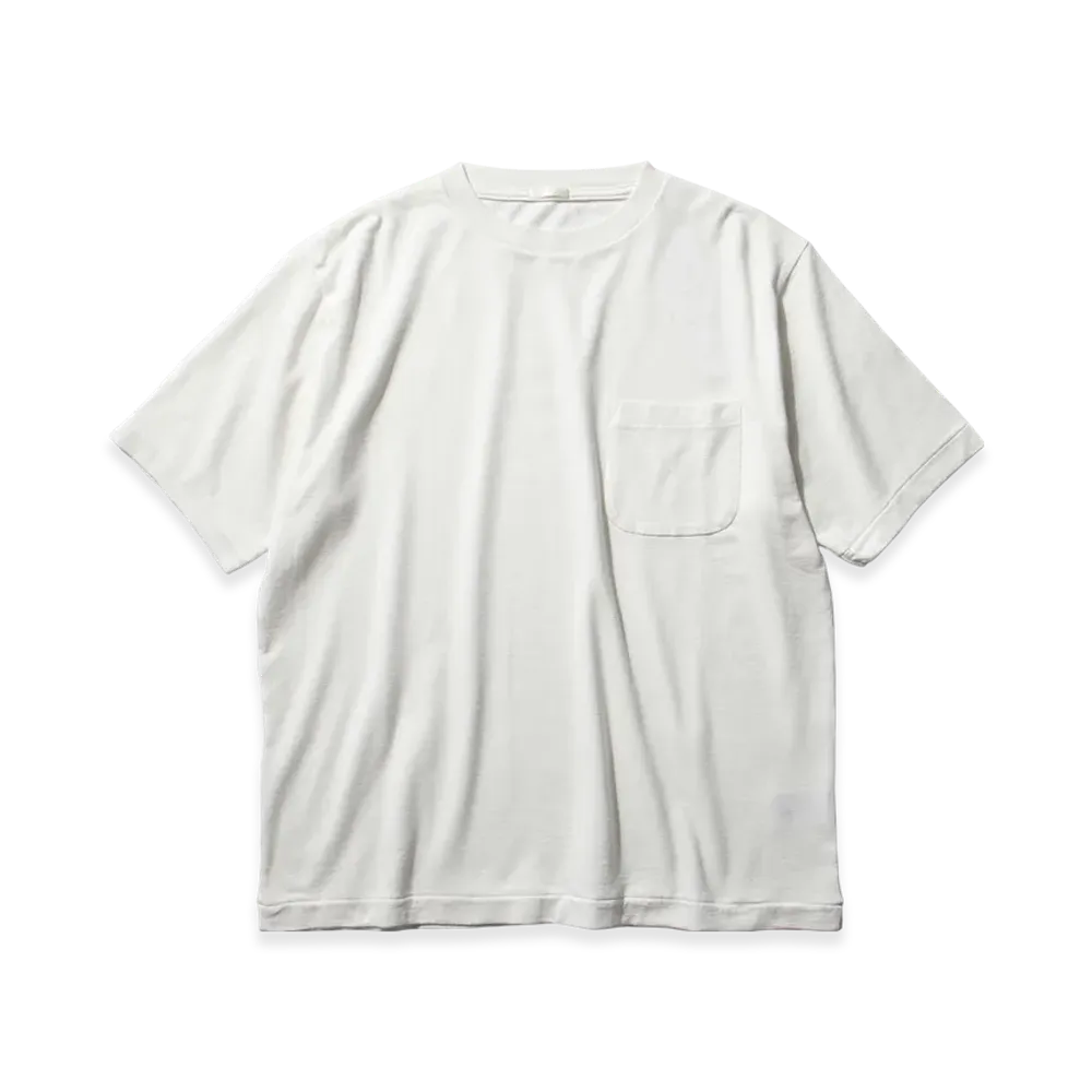 COMOLI Cotton Silk Lined French Terry S/S Crew "White"