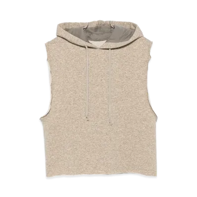 Rick Owens Jackets Sleeveless Hoodie Vest "Beige"