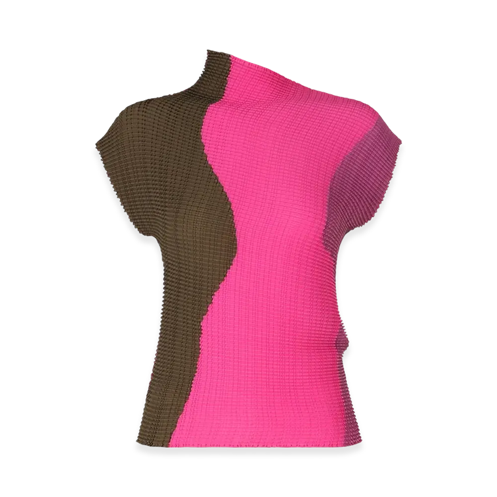 ISSEY MIYAKE Abstract Tint Pleats "Khaki/Pink"