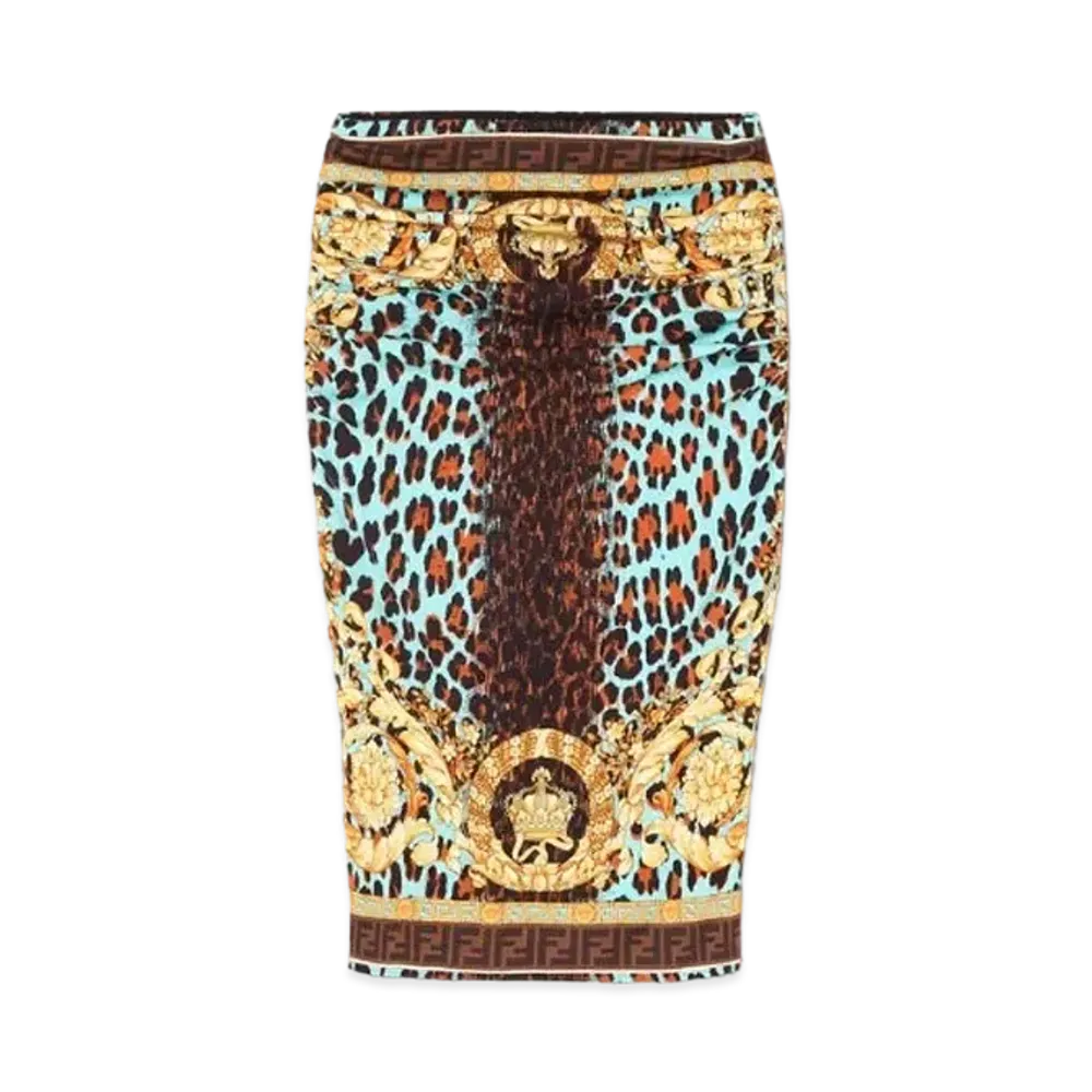 FENDI x Versace Fendace Wild Baroque Ruched Midi Skirt