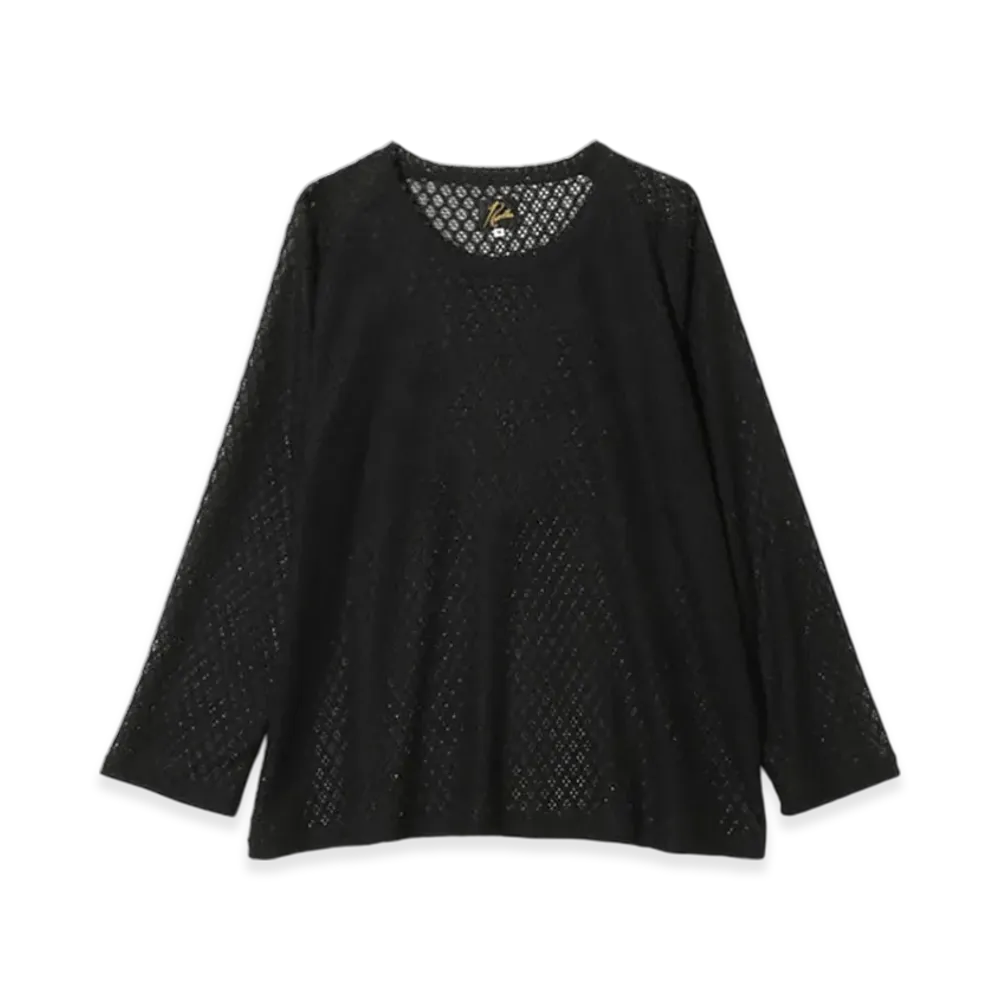 NEEDLES L/S U-Neck Tee - PE/W Raschel Lace "Black"