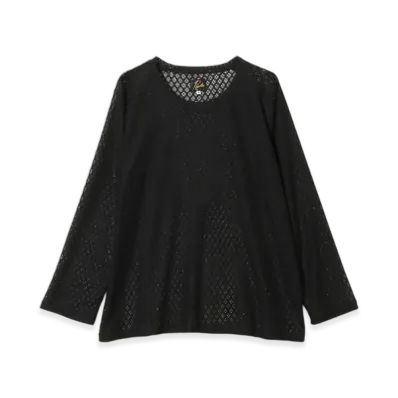NEEDLES L/S U-Neck Tee - PE/W Raschel Lace "Black"