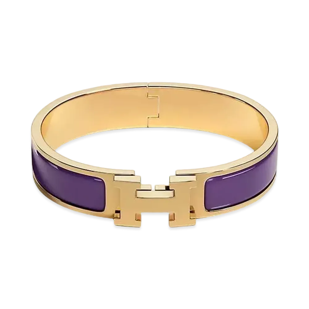 エルメス クリックH エナメルブレスレット ファン "アイリス/ゴールド" H700001F A2PM