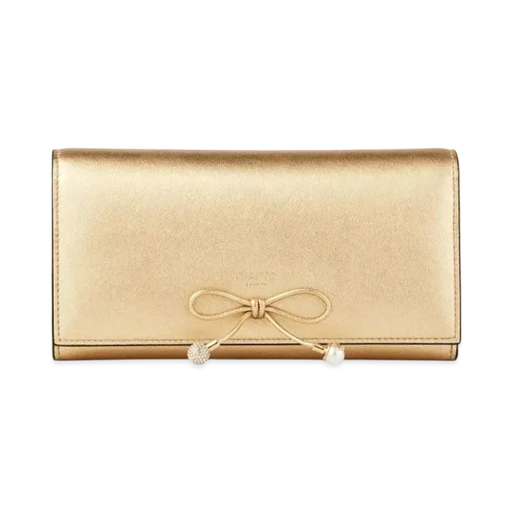 Jimmy Choo Martina Metallic Nappa Leather Wallet "Gold/Light Gold"