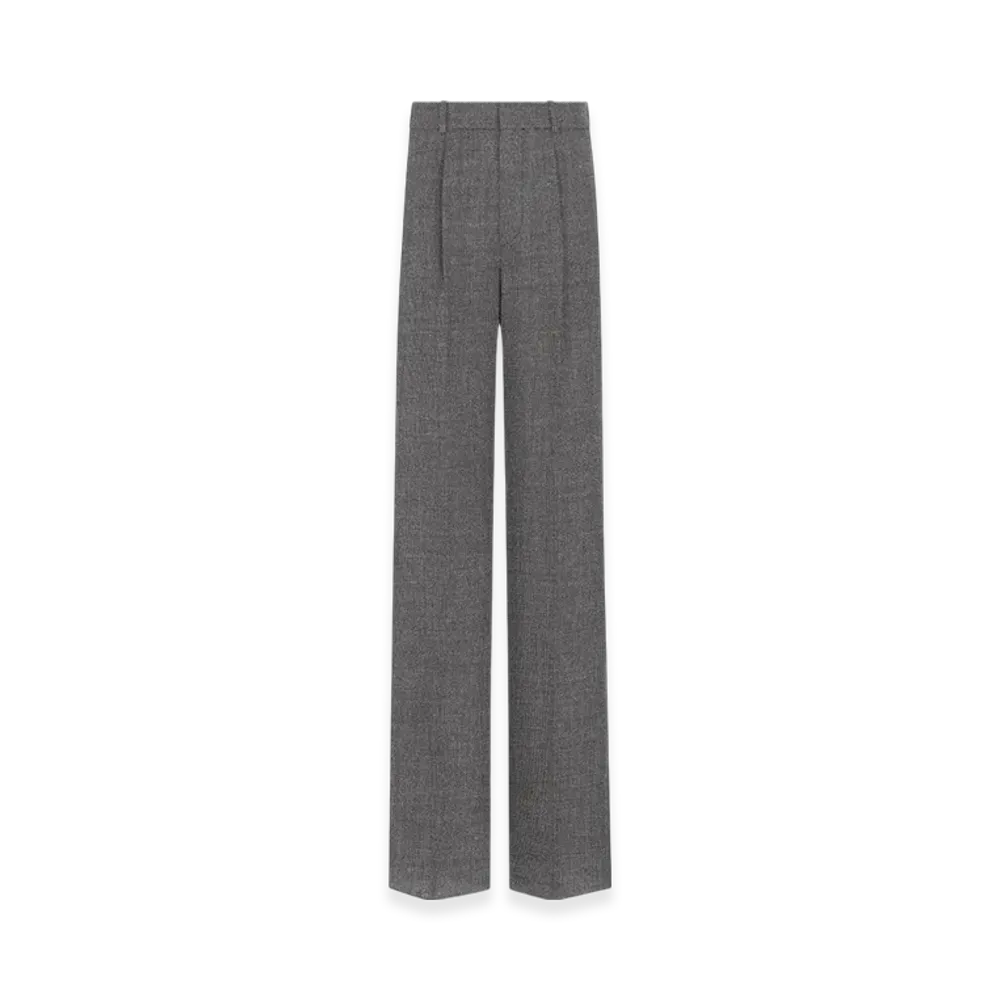 Dior Women's End On End Virgin Wool Wide Leg Pants "Gray"