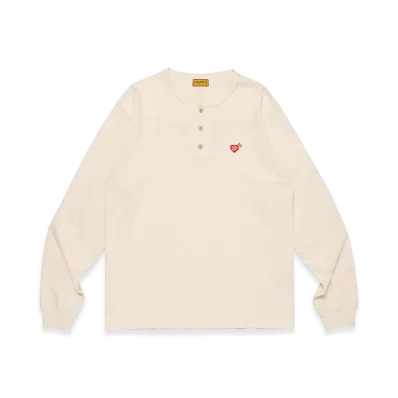 HUMAN MADE Henley Neck L/S T-Shirt "White"
