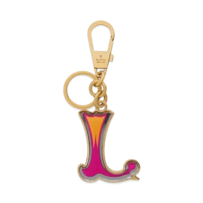 GUCCI Letter L Plexiglas Keychain "Pink/Yellow"