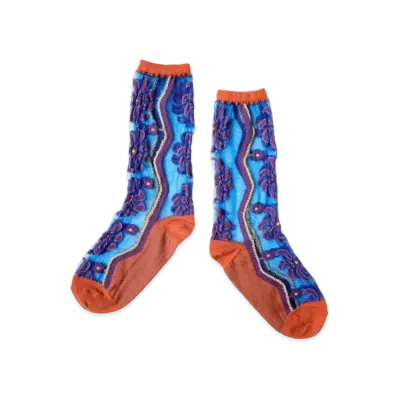 KAPITAL 200 Mulan Quilt See Through Socks "Blue"