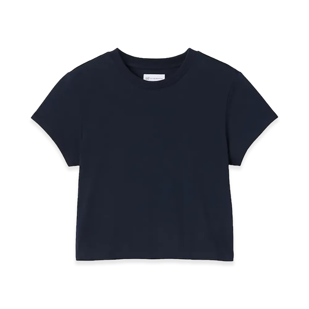 Gap x Victoria Beckham Women's Organic Cotton Logo Cropped T-Shirt "New Classic Navy"