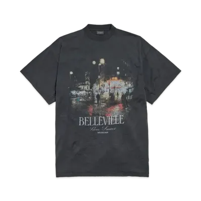 BALENCIAGA Belleville T-Shirt Oversized in Washed Faded Vintage Jersey "Black"