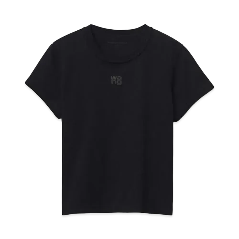 Alexander Wang Cotton Jersey Logo Shrunken T-shirt "Black"