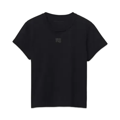 Alexander Wang Cotton Jersey Logo Shrunken T-shirt "Black"