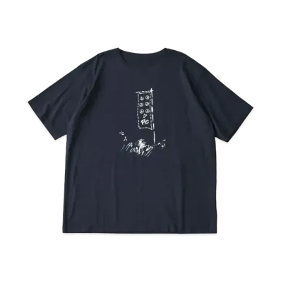 PORTER CLASSIC x Seven Samurai T-shirt Props PC Original Illustration "Navy"