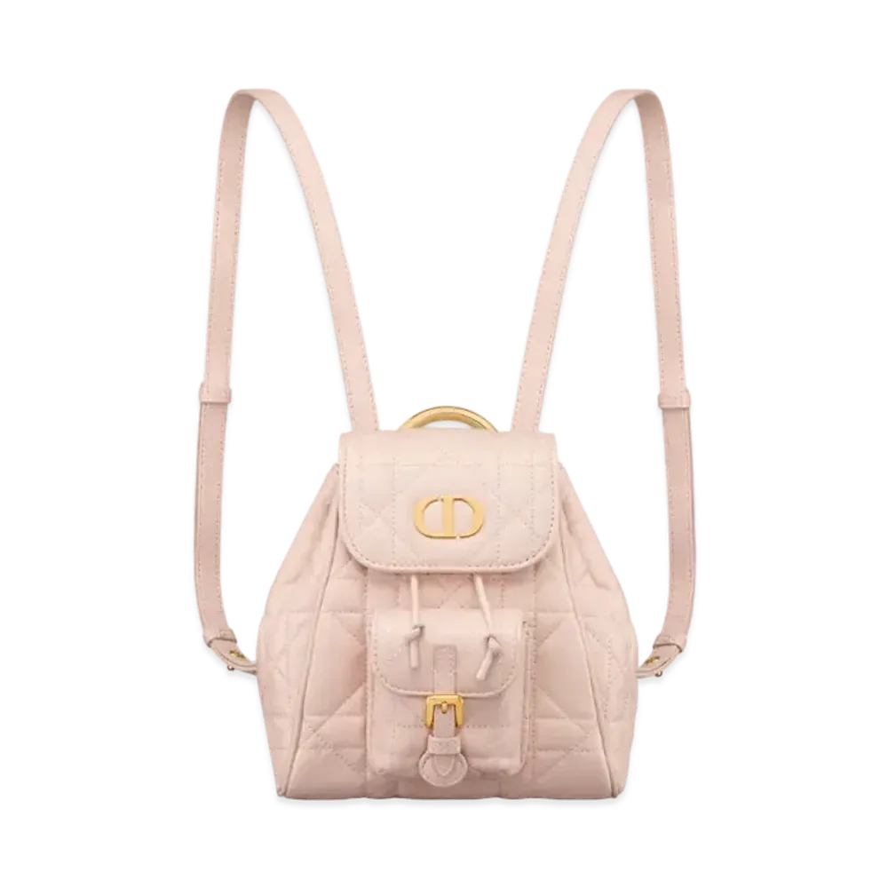 Dior Small Dior Caro Backpack Macrocannage Lambskin "Powder Pink"