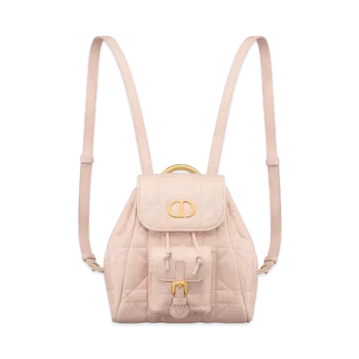 Dior Small Dior Caro Backpack Macrocannage Lambskin "Powder Pink"