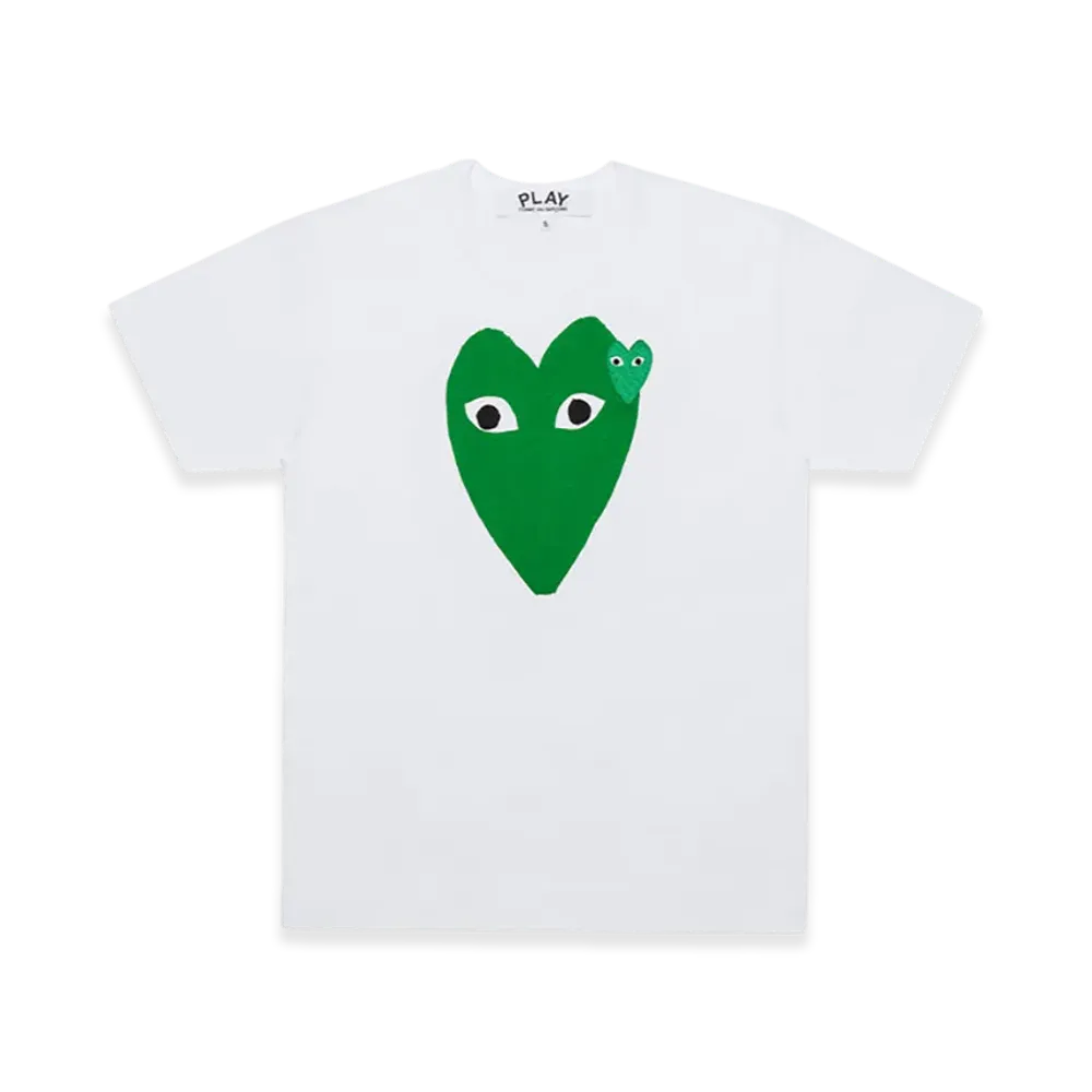PLAY COMME des GARCONS Printed Green X Black Heart T-Shirt With Green Emblem "White"
