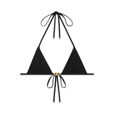 CELINE Women's Triomphe Triangle Top in Matte Jersey "Black"