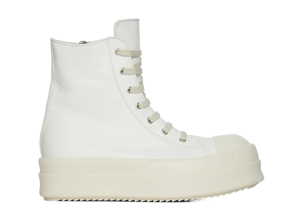 Rick Owens FW26 Tower Mega Bumper Sneaks Albino Lamb Leather "Milk"