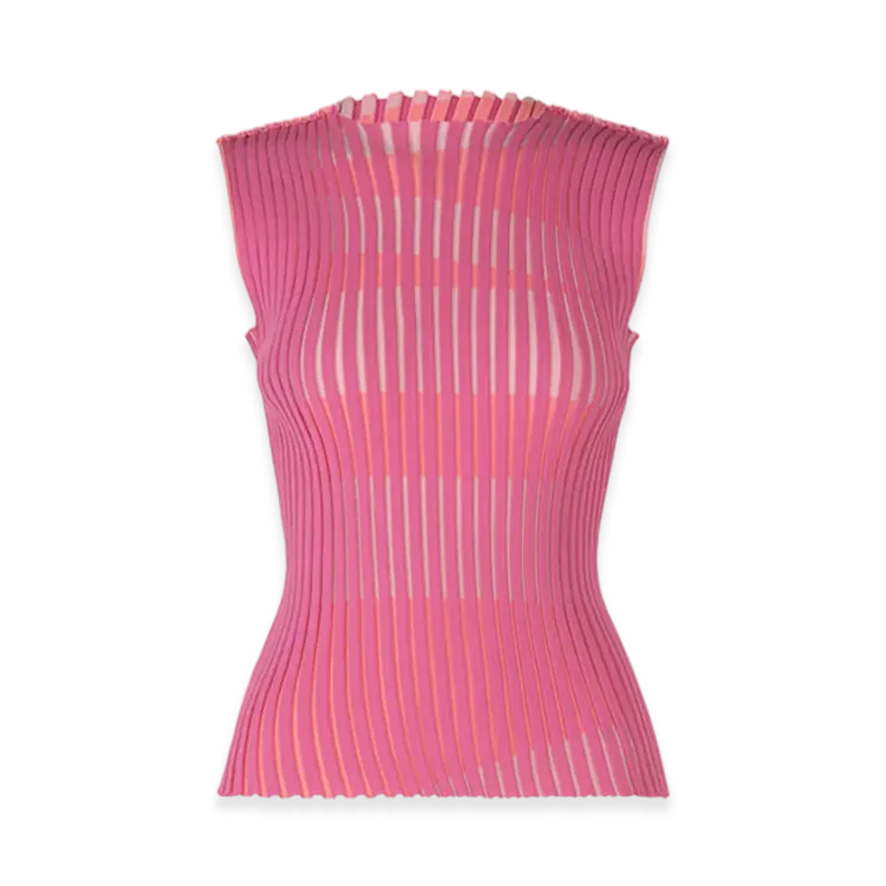 ISSEY MIYAKE Stripe Plating Knit "Pink"