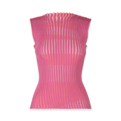 ISSEY MIYAKE Stripe Plating Knit "Pink"