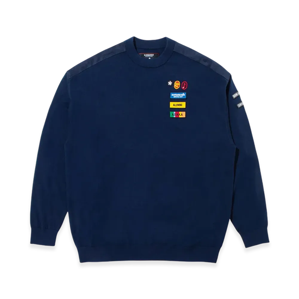 A BATHING APE x KAZUKI KURAISHI Military Relaxed Fit Knit Sweater "Navy"