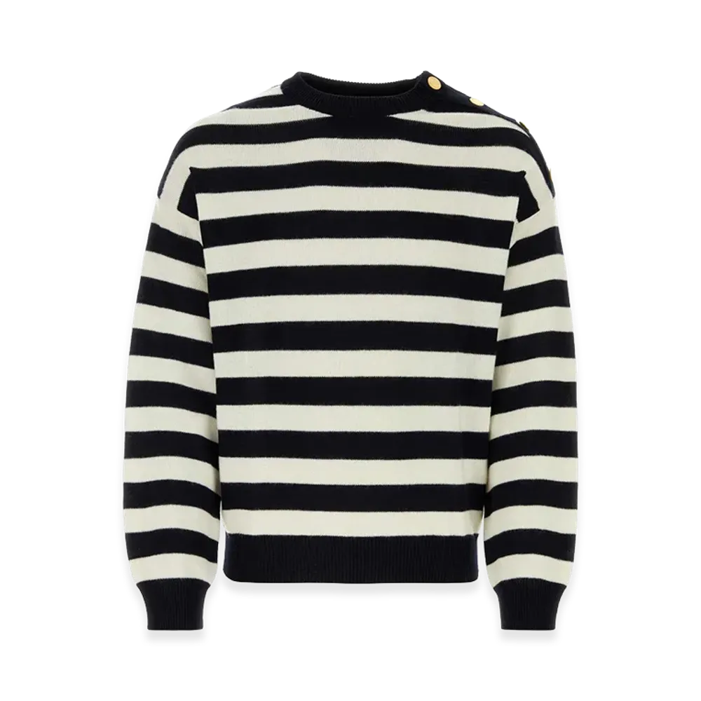 Valentino Embroidered Cotton Blend Sweater "Stripped"