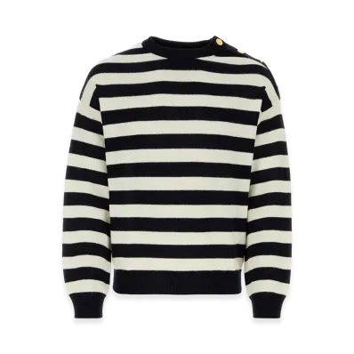 Valentino Embroidered Cotton Blend Sweater "Stripped"