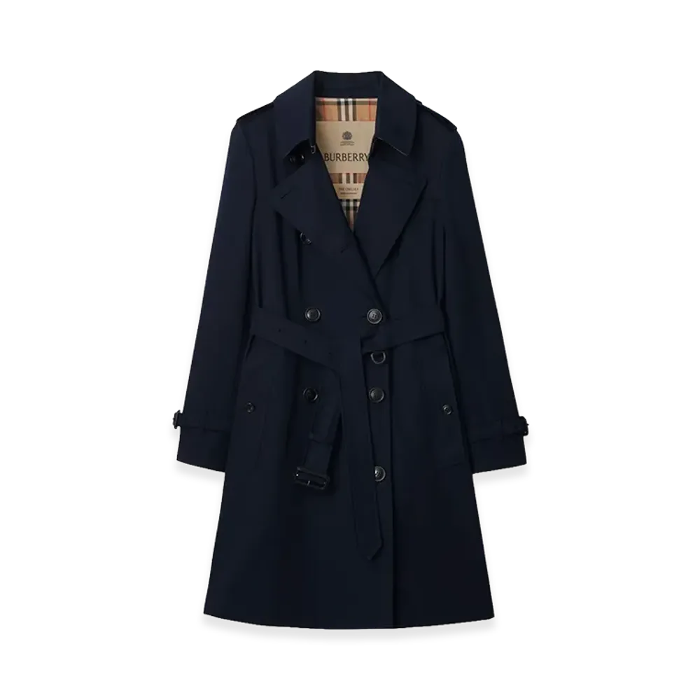 Burberry Women's Mid-length Chelsea Heritage Trench Coat "Coal Blue"