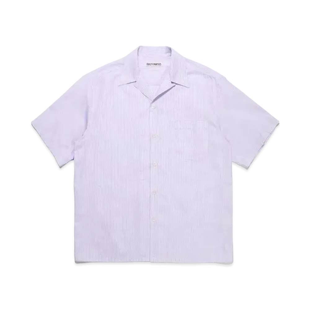WACKO MARIA SOKTAS / Striped Open Collar Shirt "Purple"