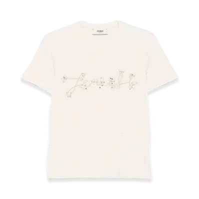 FENDI Women's Cotton And Linen T-Shirt "Beige"