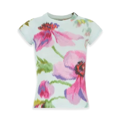 LOEWE Women's Printed Cotton Blend Tee "Light Blue/Multicolor"