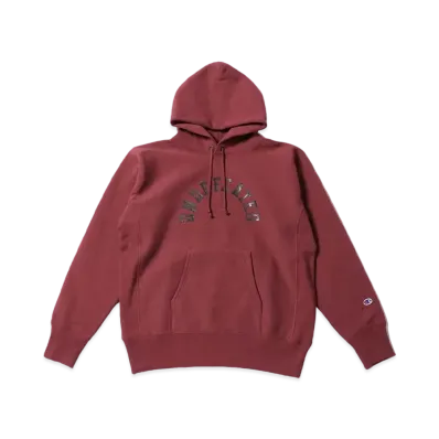 UNDEFEATED CHAMPION ARCH LOGO RW HOOD SWEAT - C8-Q141 "Burgundy"