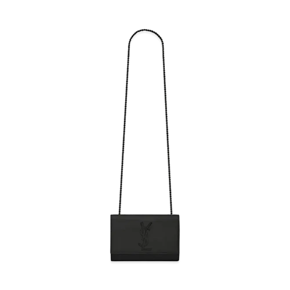 Saint Laurent Kate Small Chain Bag In Grain De Poudre Embossed Leather "Black"