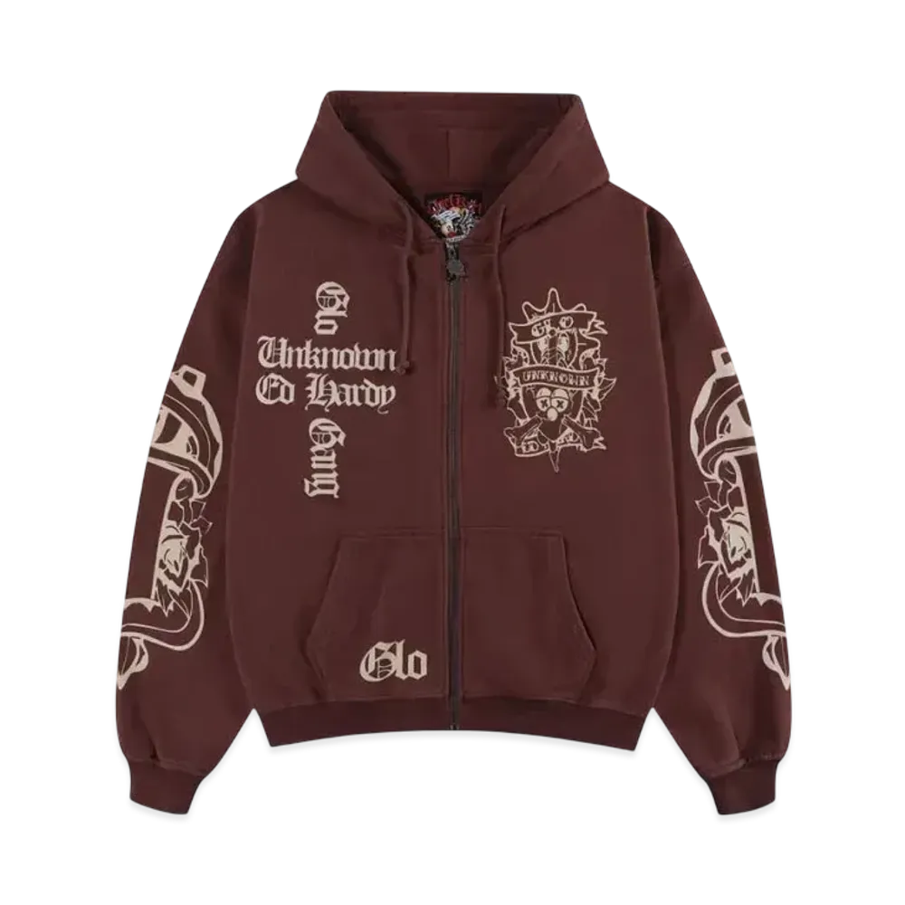 Unknown London Glo Dagger Zip Hoodie "Brown"