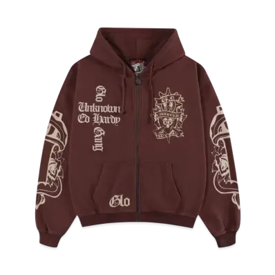 Unknown London Glo Dagger Zip Hoodie "Brown"