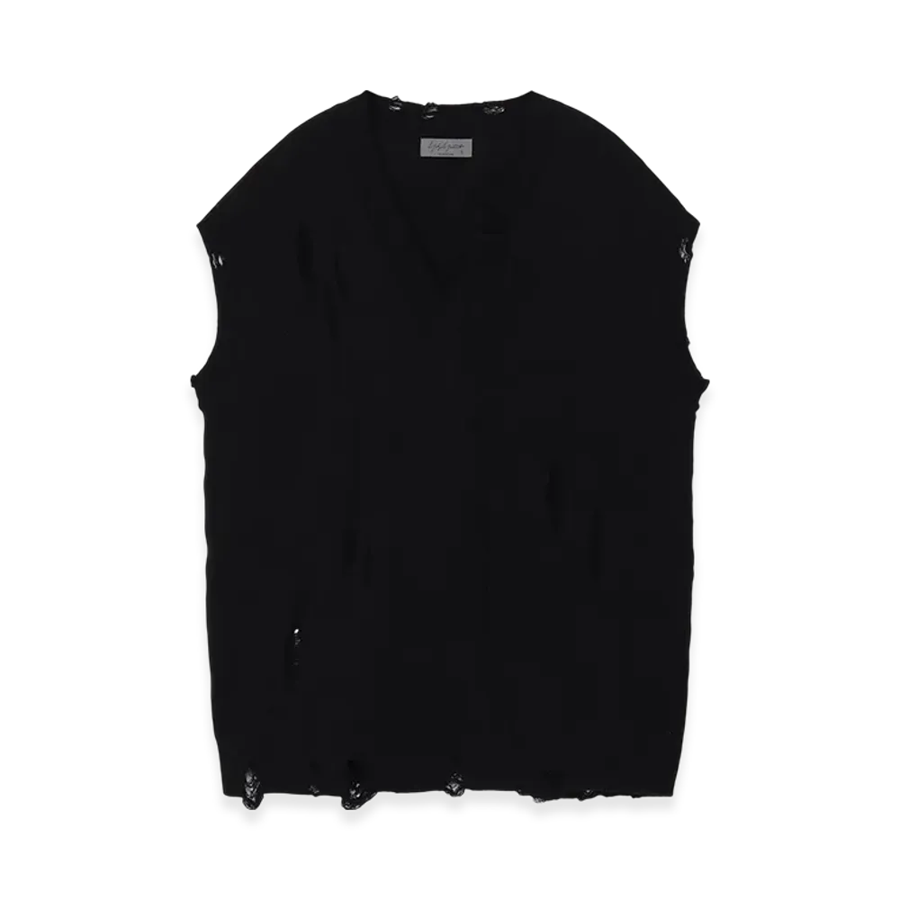 Yohji Yamamoto POUR HOMME 7G2P Jersey V Neck Vest "Black"